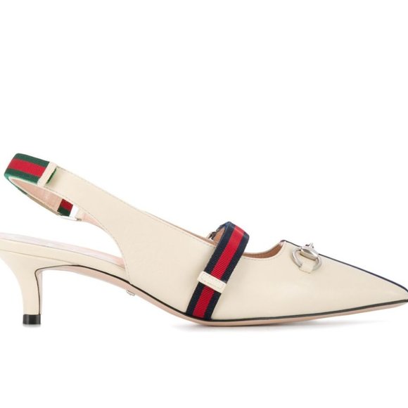 Gucci Malaga Kid Horsebit Webbed Pumps in White NEW IN BOX WITH SHOE BAGS - Picture 2 of 4
